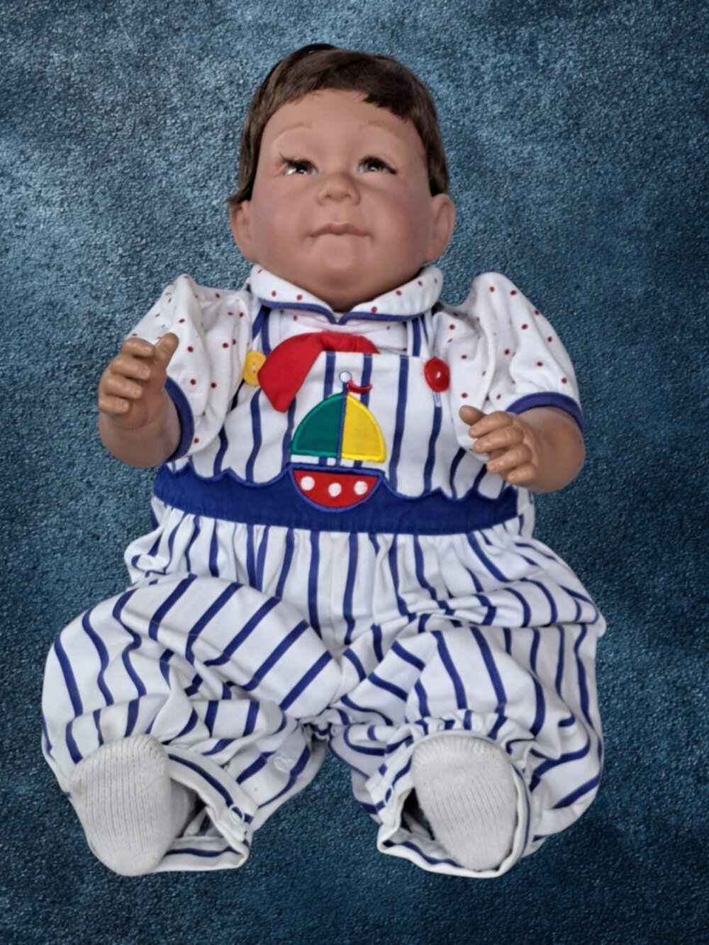 Pat Secrist Mylo Baby Boy Doll Stiped Boat Outfit